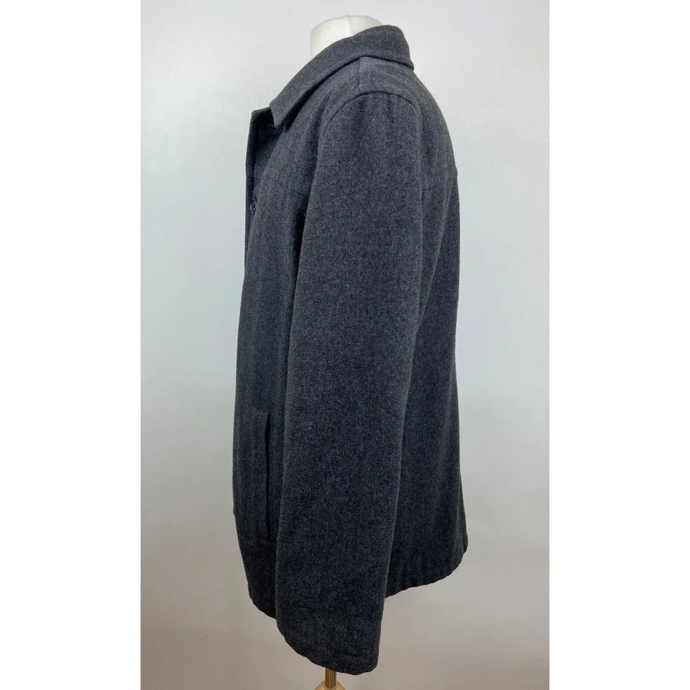 J CREW Mens Large Solid Gray Soft Wool Nylon Overcoat Jacket